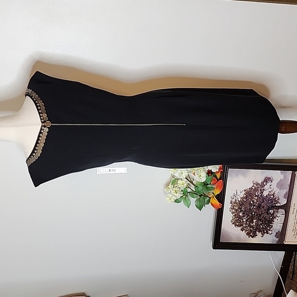 NEW Antonio Melani Black Crepe Dress Goth Elegant Glam  Celeb Style Designer - Picture 8 of 12